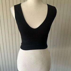 Black ribbbed tank top